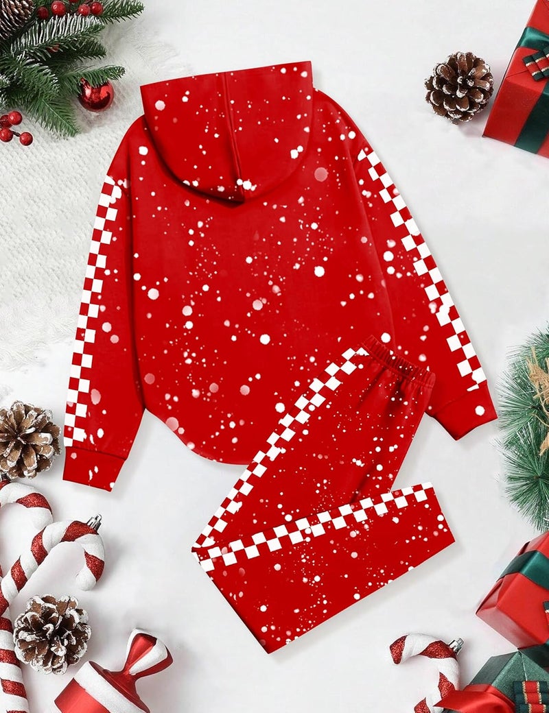 Kangkang Girls Clothes Fall Winter Outfits Graphic Hooded Sweatsuits Sweatpants 2Pcs Set - Image 5